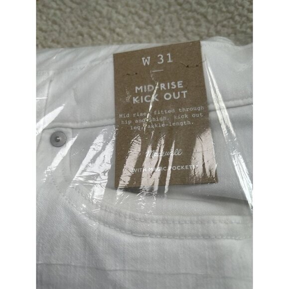 Madewell Womens Mid Rise Kick Out Ankle Length Jeans Pure White Size 31& 32 - Picture 5 of 12
